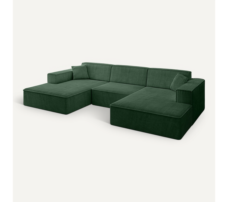 Canapé D'angle Irea-u1-v4 301x165x80 Panoramique En Tissu - Vert
