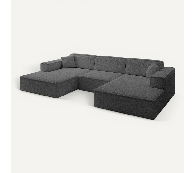 Canapé D'angle Irea-u1-v4 301x165x80 Panoramique En Tissu - Gris