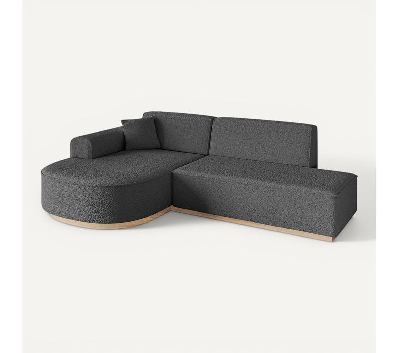 Canapé D'angle Arrio-l1 243x171x83 Angle Gauche En Bouclette - Gris