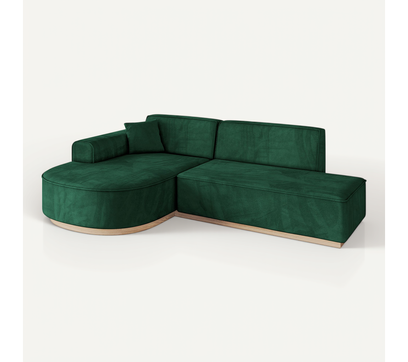 Canapé D'angle Arrio-l1 243x171x83 Angle Gauche En Velours - Vert