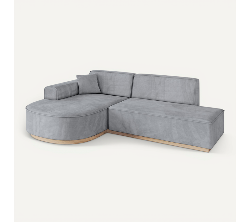 Canapé D'angle Arrio-l1 243x171x83 Angle Gauche En Velours - Gris