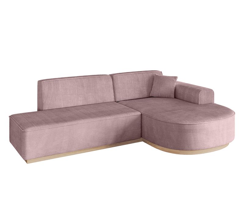 Canapé D'angle Arrio-l1 243x171x83  Angle Droit En Tissu -  Rose