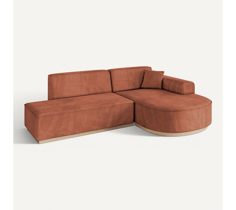 Canapé D'angle Arrio-l1 243x171x83  Angle Droit En Velours  -  Apricot