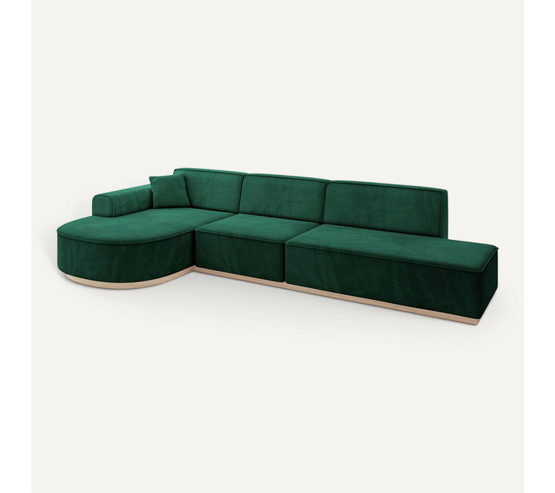 Canapé D'angle Arrio-l2 328x171x83 Angle Gauche En Velours - Vert
