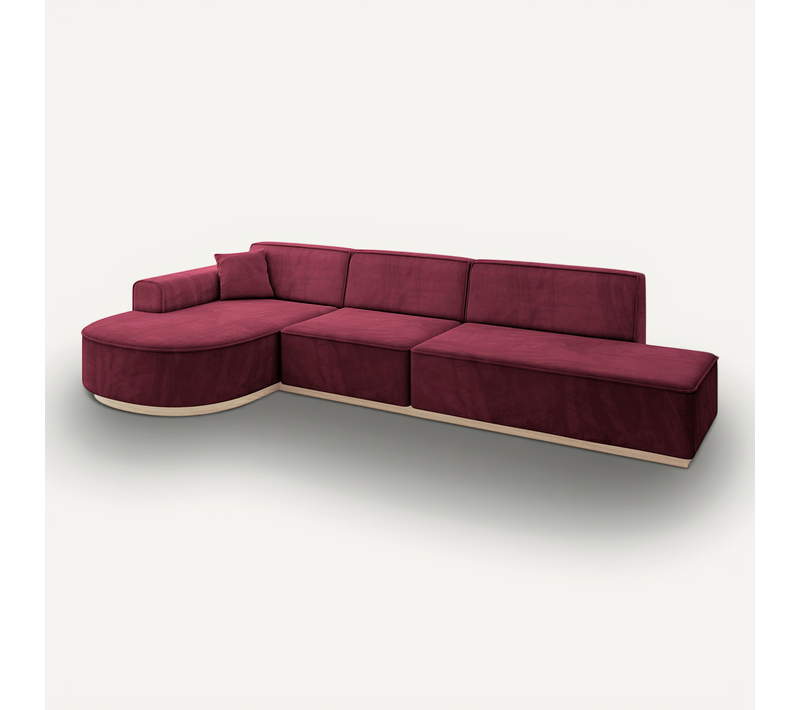 Canapé D'angle Arrio-l2 328x171x83 Angle Gauche En Velours - Rouge Bordeaux