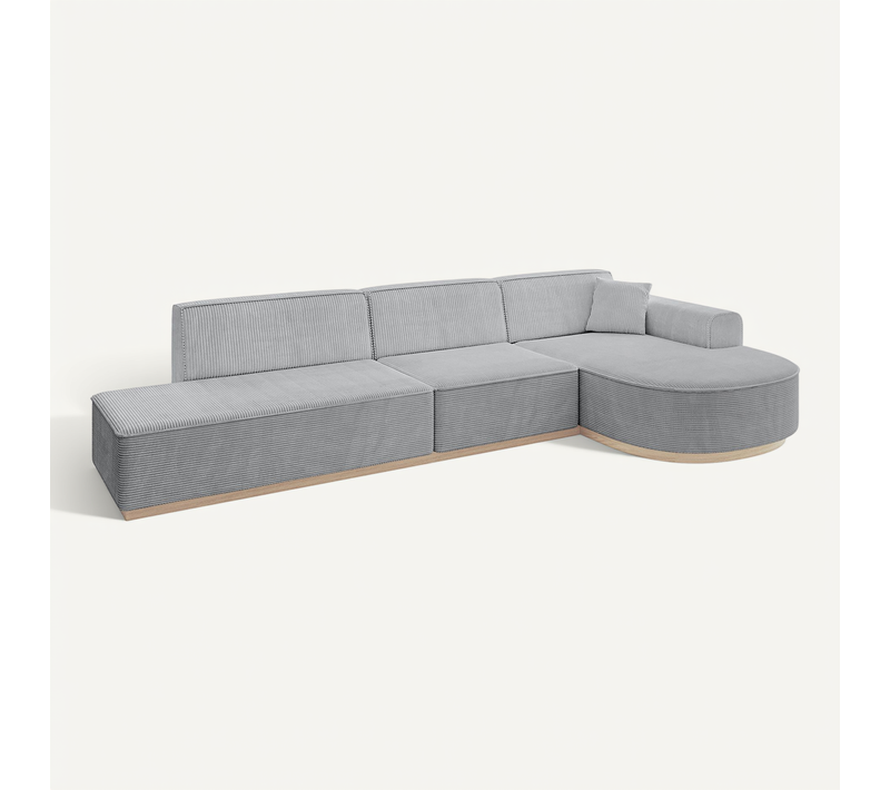 Canapé D'angle Arrio-l2 328x171x83 Angle Droit En Tissu - Gris