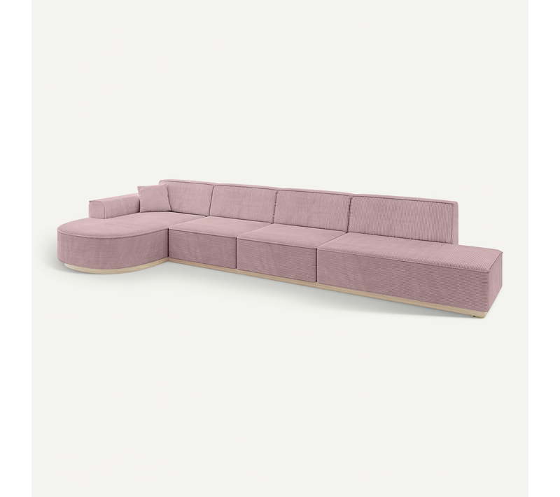 Canapé D'angle Arrio-l3 413x171x83 Angle Gauche En Tissu - Rose