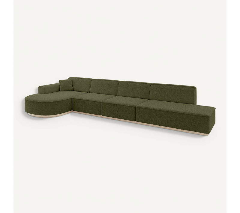 Canapé D'angle Arrio-l3 413x171x83  Angle Gauche En Bouclette  -  Vert