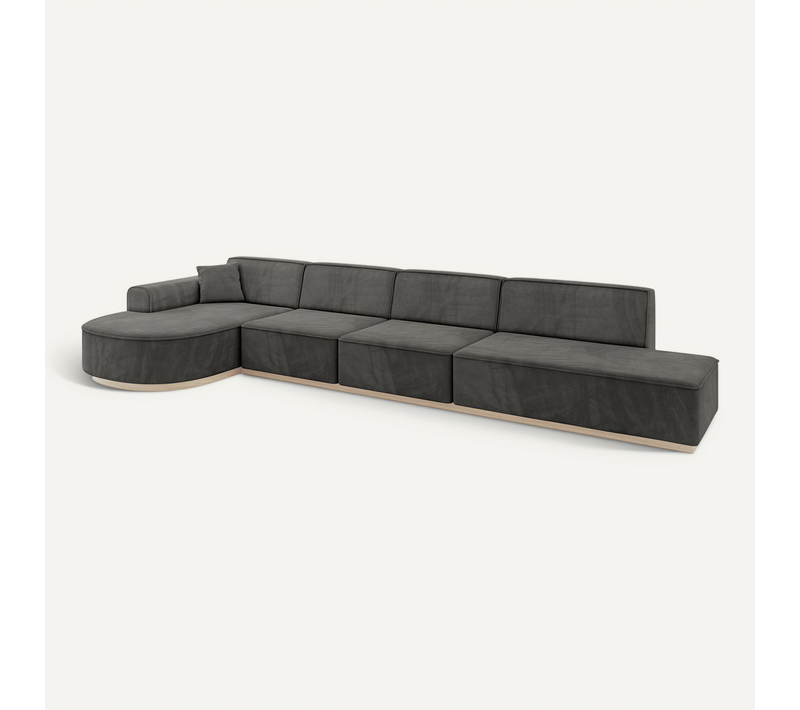 Canapé D'angle Arrio-l3 413x171x83 Angle Gauche En Velours - Gris Foncé