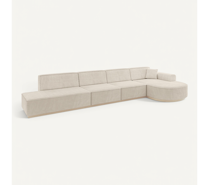 Canapé D'angle Arrio-l3 413x171x83  Angle Droit En Tissu -  Beige