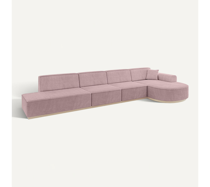 Canapé D'angle Arrio-l3 413x171x83 Angle Droit En Tissu - Rose