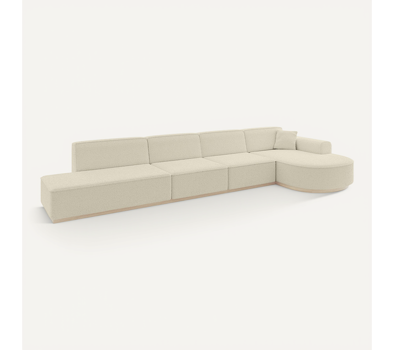 Canapé D'angle Arrio-l3 413x171x83 Angle Droit En Bouclette - Beige