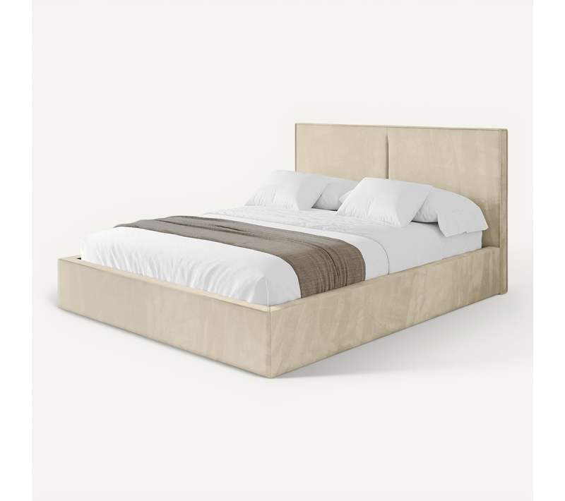 Lit Tapissé Avec Un Coffre De Rangement - Vanto 160x200 Beige