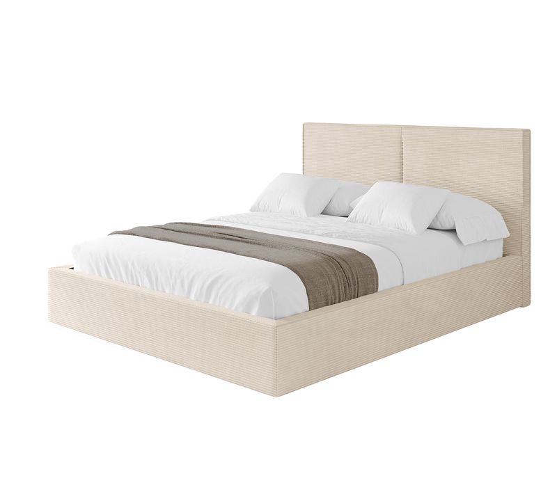 Lit Tapissé Avec Un Coffre De Rangement - Vanto 120x200 Beige