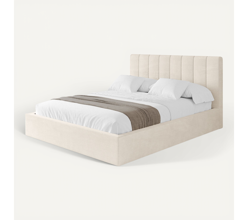 Lit Tapissé Avec Un Coffre De Rangement - Stera 120x200 Beige