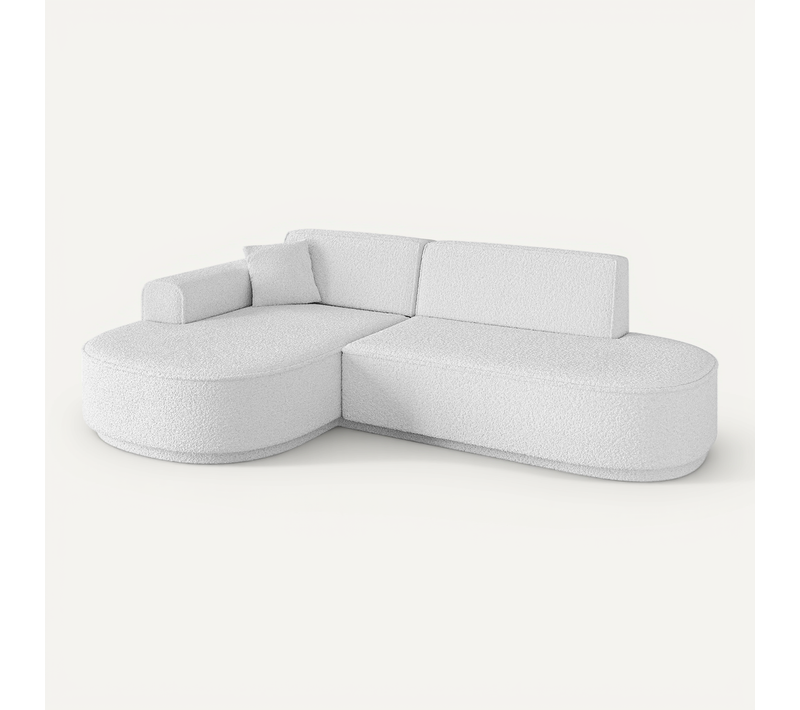 Canapé D'angle Mari-l1-v3 243x171x83 Angle Gauche En Tissu - Blanc