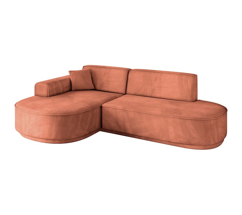 Canapé D'angle Mari-l1-v3 243x171x83  Angle Gauche En Velours - Apricot