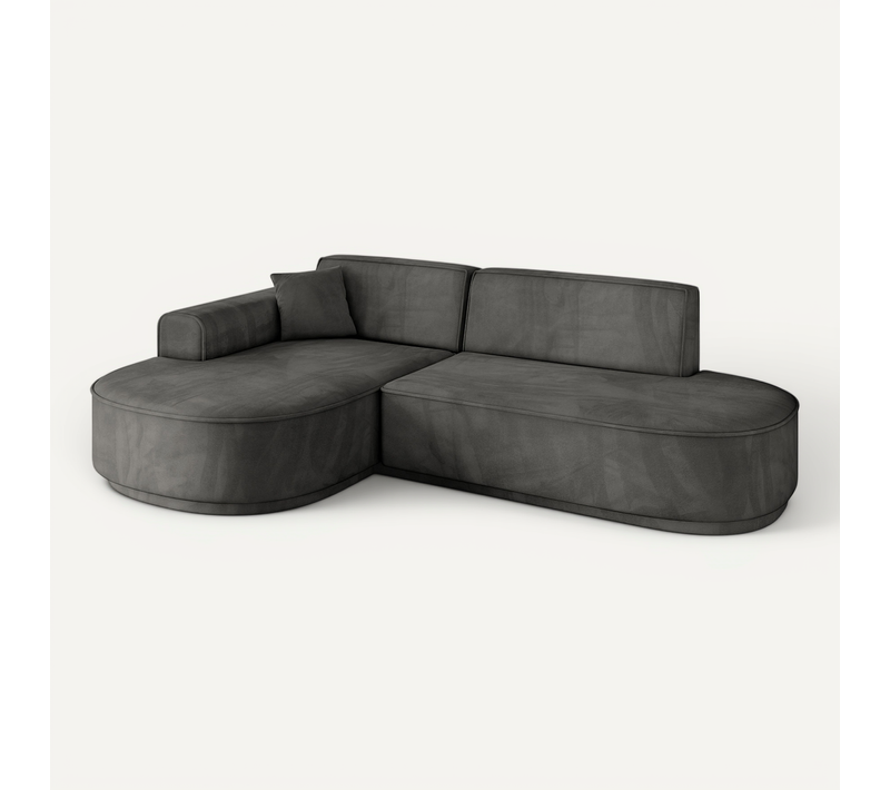 Canapé D'angle Mari-l1-v3 243x171x83 Angle Gauche En Velours - Gris Foncé