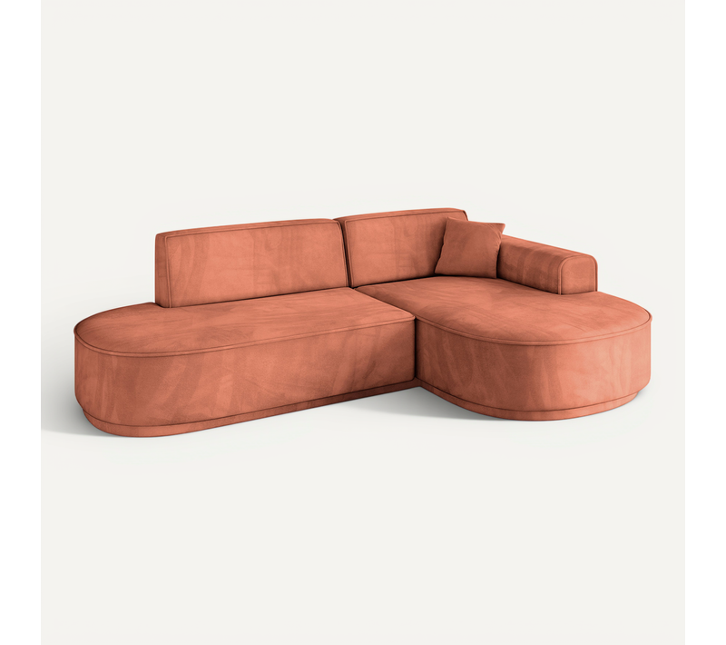 Canapé D'angle Mari-l1-v3 243x171x83 Angle Droit En Velours - Apricot