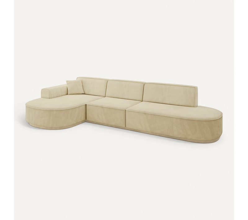 Canapé D'angle Mari-l2-v3 328x171x83 Angle Gauche En Velours - Beige