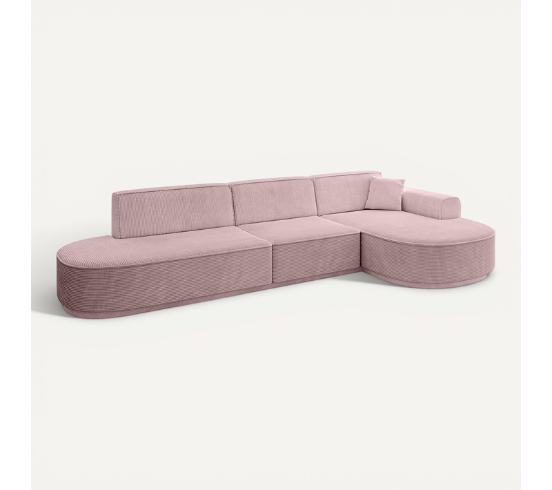 Canapé D'angle Mari-l2-v3 328x171x83 Angle Droit En Tissu - Rose