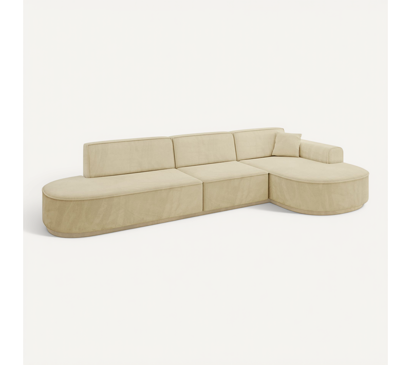 Canapé D'angle Mari-l2-v3 328x171x83 Angle Droit En Velours - Beige
