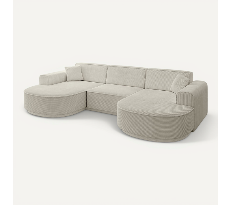Canapé D'angle Mari-u1-v3 303x171x83 Panoramique En Tissu - Gris Clair