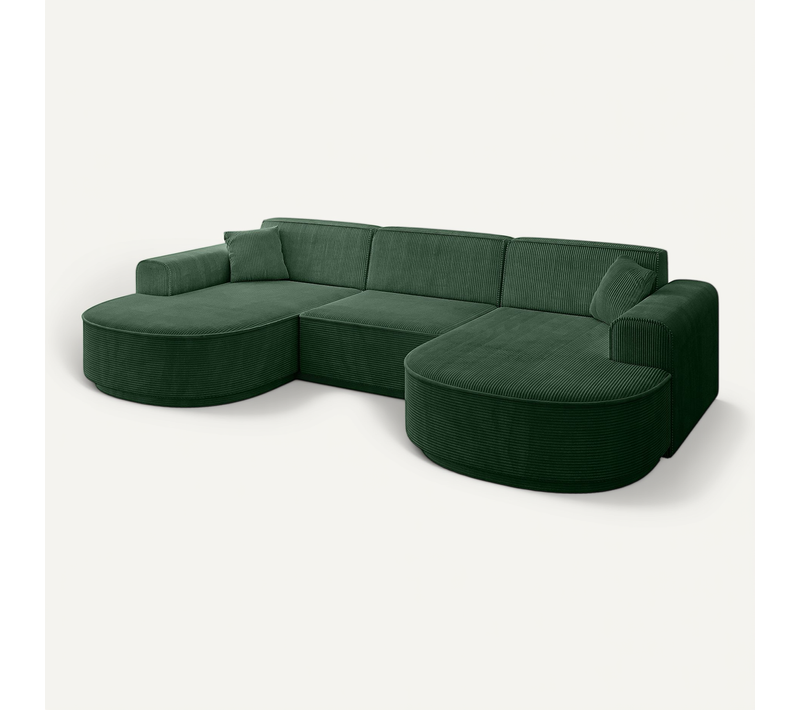 Canapé D'angle Mari-u1-v3 303x171x83 Panoramique En Tissu - Vert
