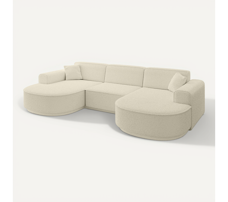Canapé D'angle Mari-u1-v3 303x171x83 Panoramique En Tissu - Beige