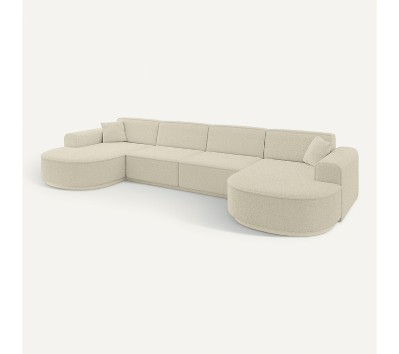 Canapé D'angle Mari-u2-v3 388x171x83 Panoramique En Tissu - Beige