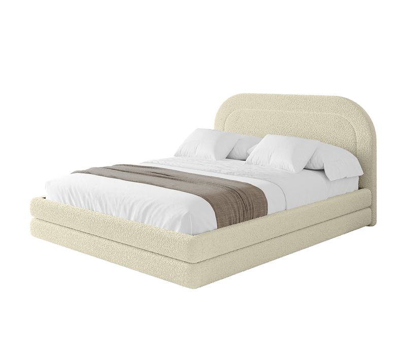 Lit Tapissé Avec Un Coffre De Rangement - Leris 140x200 Beige