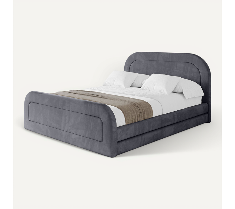 Lit Tapissé Avec Un Coffre De Rangement - Leris-z 200x200 Gris Foncé