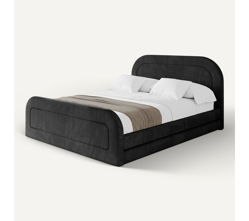 Lit Tapissé Avec Un Coffre De Rangement - Leris-z 160x200 Noir