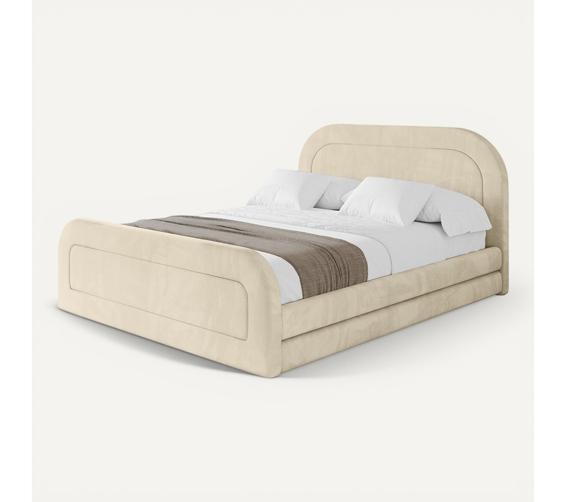 Lit Tapissé Avec Un Coffre De Rangement - Leris-z 160x200 Beige