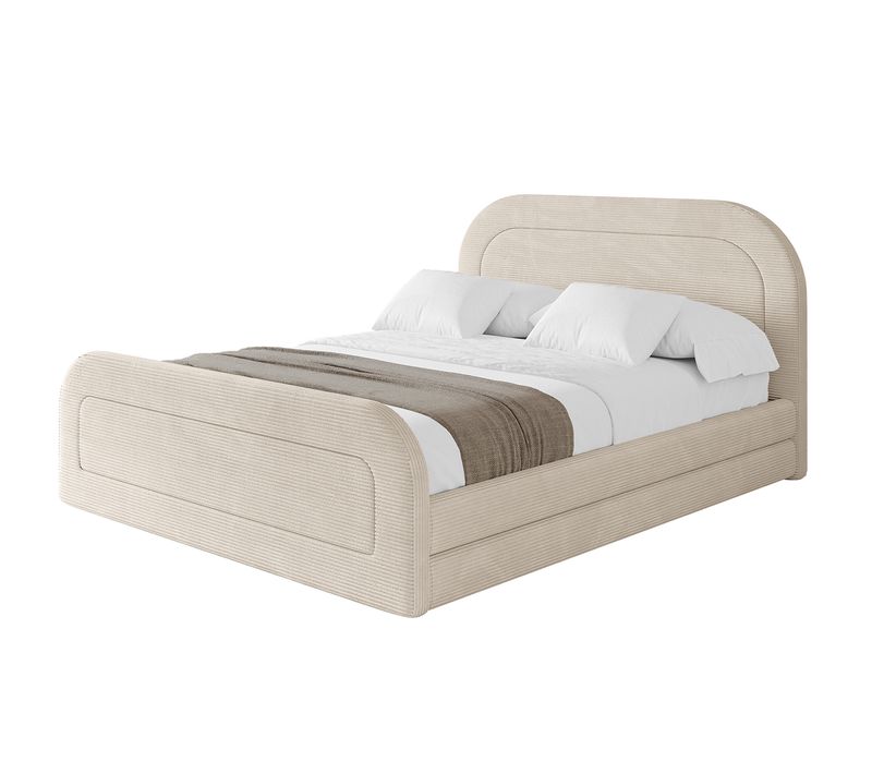 Lit Tapissé Avec Un Coffre De Rangement - Leris-z 140x200 Beige