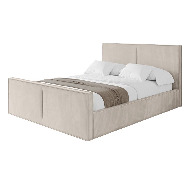 Lit Tapissé Avec Tête De Lit Tissu Pet-friendly - Emmi-z 180x200 Cm Beige