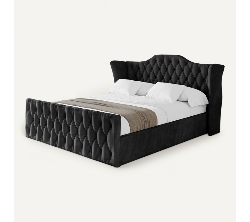 Lit Tapissé Avec Tête De Lit Tissu Pet-friendly - Zora-z 180x200 Cm Noir
