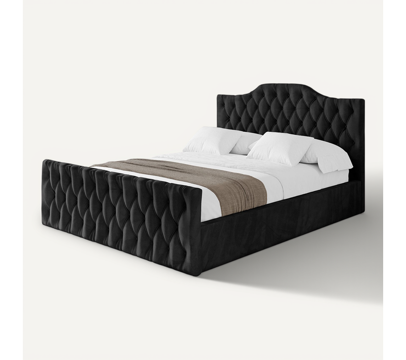 Lit Tapissé Avec Tête De Lit Tissu Pet-friendly - Falio-z 160x200 Cm Noir