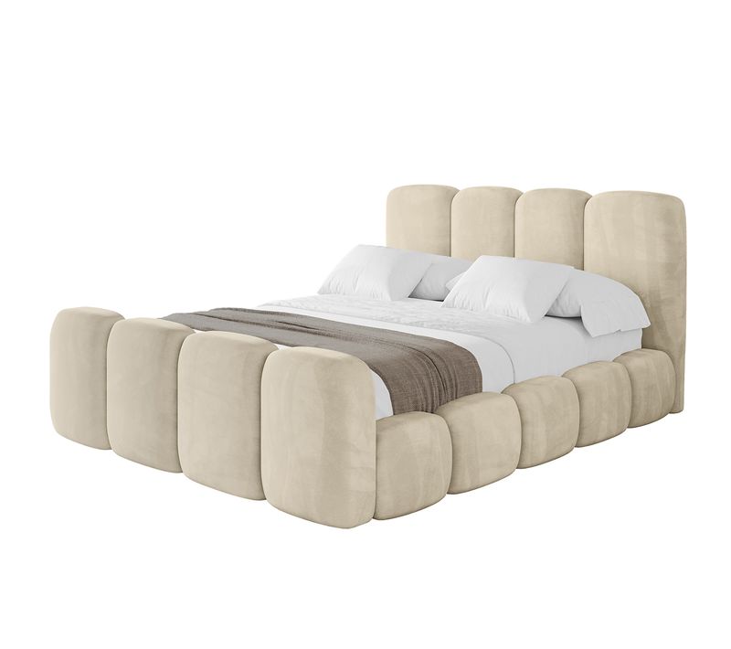 Lit Tapissé Avec Un Coffre De Rangement - Kala-z 120x200 Beige