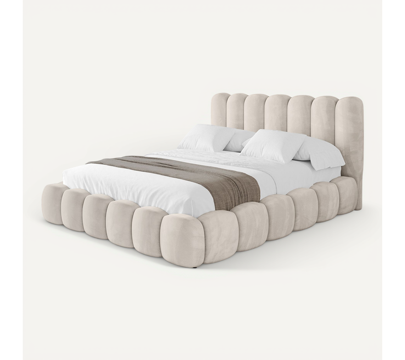 Lit Tapissé Avec Un Coffre De Rangement - Sena 120x200 Beige