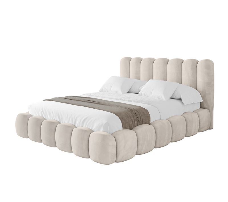Lit Tapissé Avec Un Coffre De Rangement - Sena 160x200 Beige