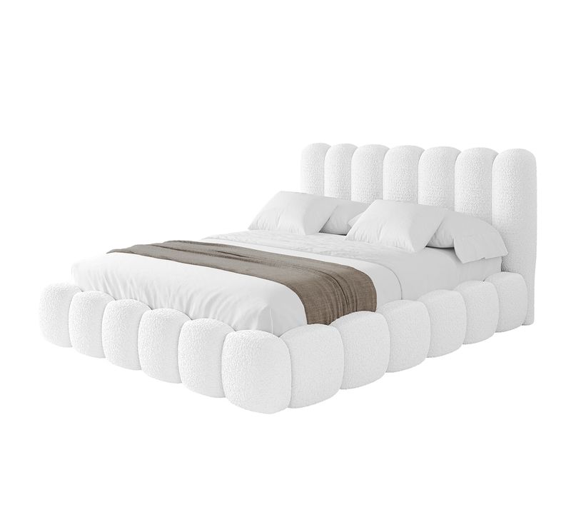 Lit Tapissé Avec Un Coffre De Rangement - Sena 160x200 Blanc