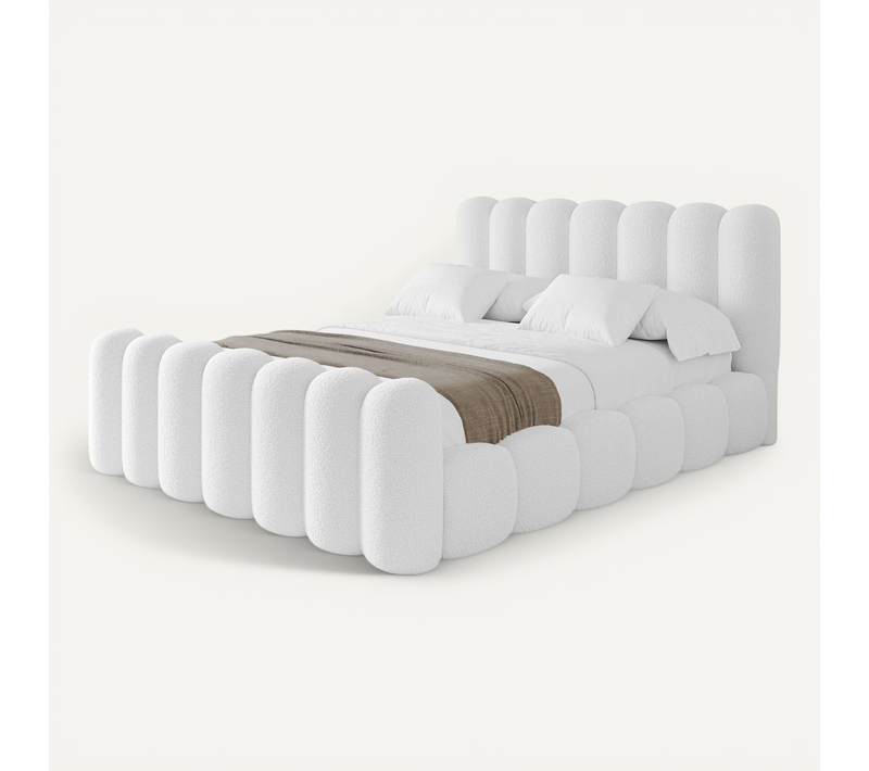 Lit Tapissé Avec Un Coffre De Rangement - Sena-z 140x200 Blanc