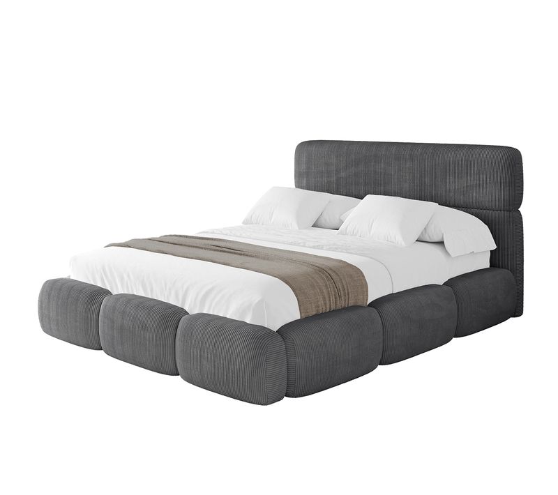 Lit Tapissé Avec Un Coffre De Rangement - Elva 160x200 Gris