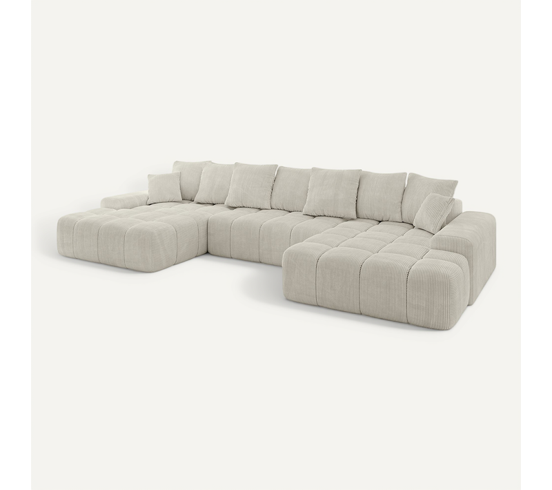 Canapé D'angle Convertible Ensi-u 353x164x69 Panoramique En Tissu - Hellgrau