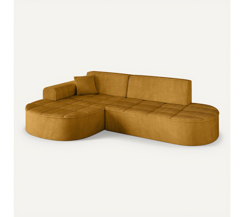 Canapé D'angle Taro-l1 243x171x79,5  Angle Gauche En Tissu -  Jaune Moutarde