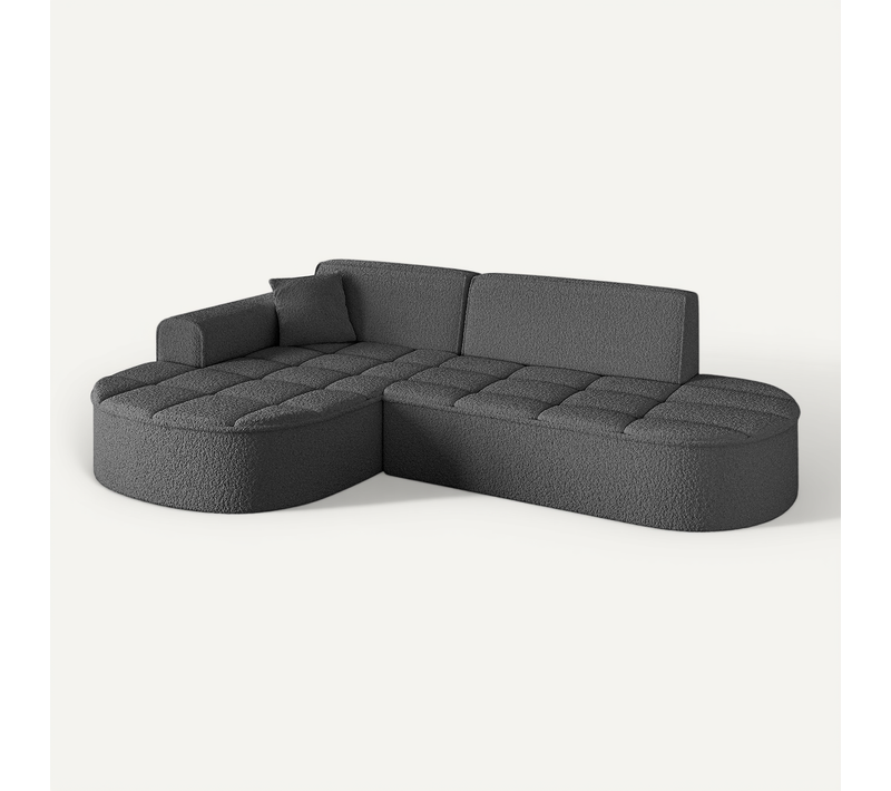 Canapé D'angle Taro-l1 243x171x79,5 Angle Gauche En Bouclette - Gris