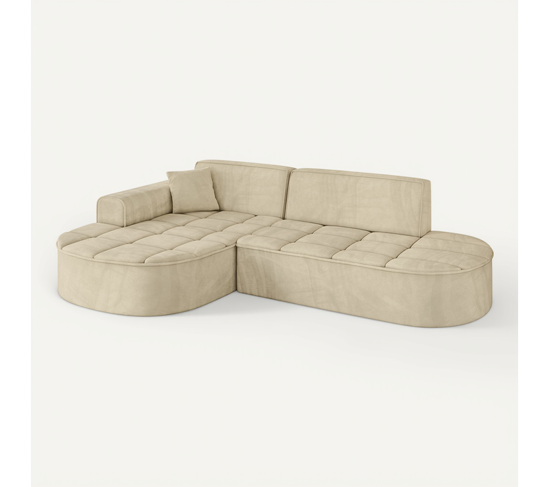 Canapé D'angle Taro-l1 243x171x79,5 Angle Gauche En Velours - Beige