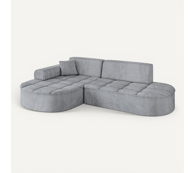 Canapé D'angle Taro-l1 243x171x79,5 Angle Gauche En Velours - Gris