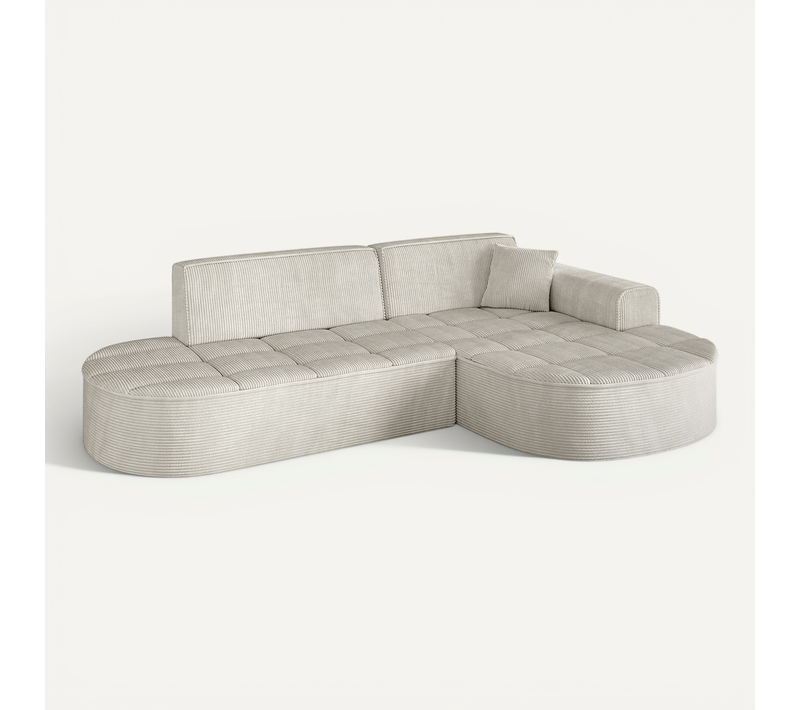 Canapé D'angle Taro-l1 243x171x79,5 Angle Droit En Tissu - Crémeux